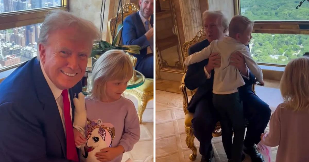 Donald Trump spent part of the morning after his hush money trial conviction playing with his grandchildren at Trump Tower (@laraleatrump/Instagram)