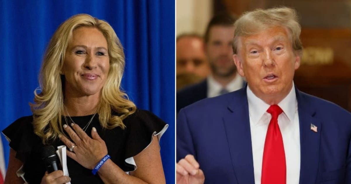 Marjorie Taylor Greene pledged to unfollow anybody on social media who said Donald Trump should be replaced at the next Republican National Convention (Getty Images)