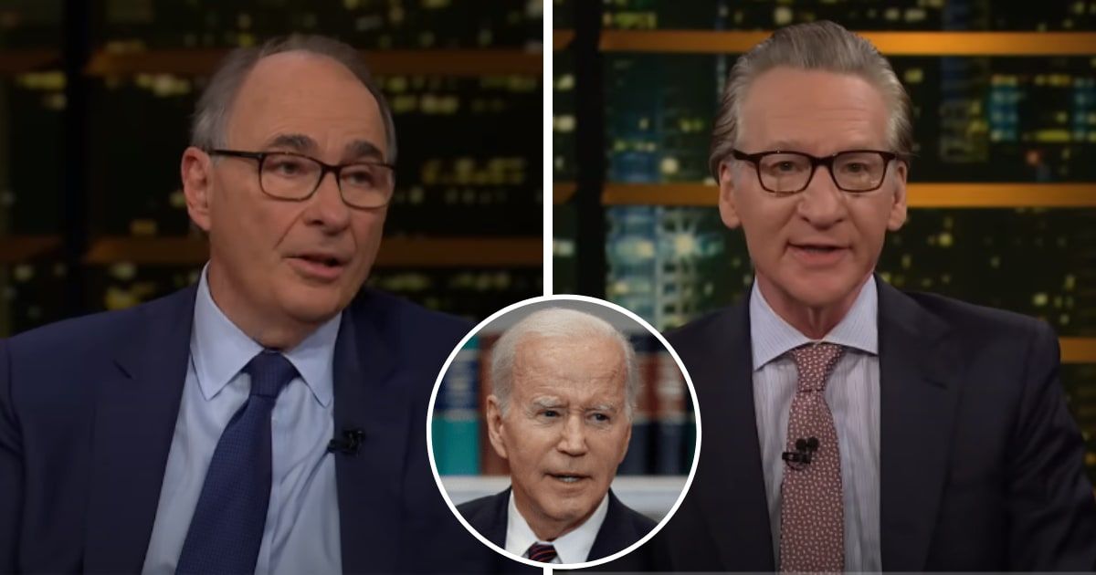 David Axelrod and Bill Maher discuss Joe Biden's chances of not becoming the Democratic presidential nominee on the May 31, 2024 episode of 'Real Time with Bill Maher' (screengrab/HBO, Getty Images)