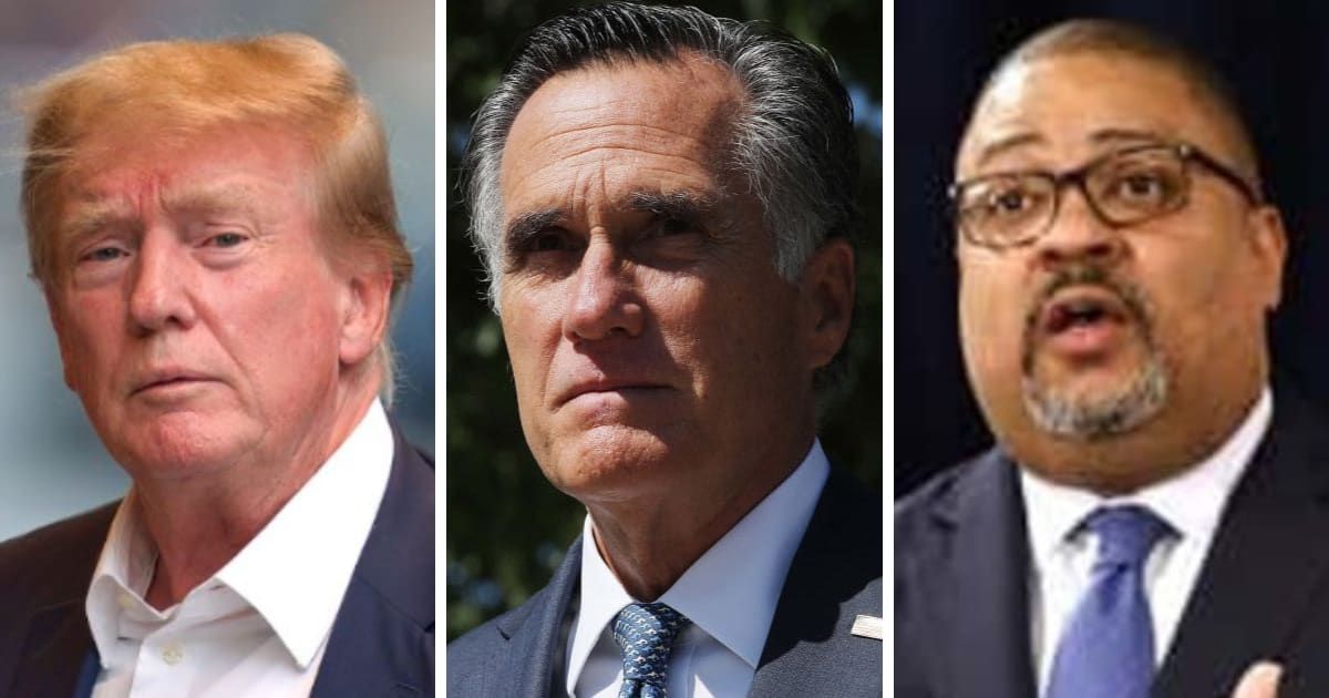 Mitt Romney slammed Manhattan DA Alvin Bragg for prosecuting Donald Trump in criminal hush money case (Getty Images)