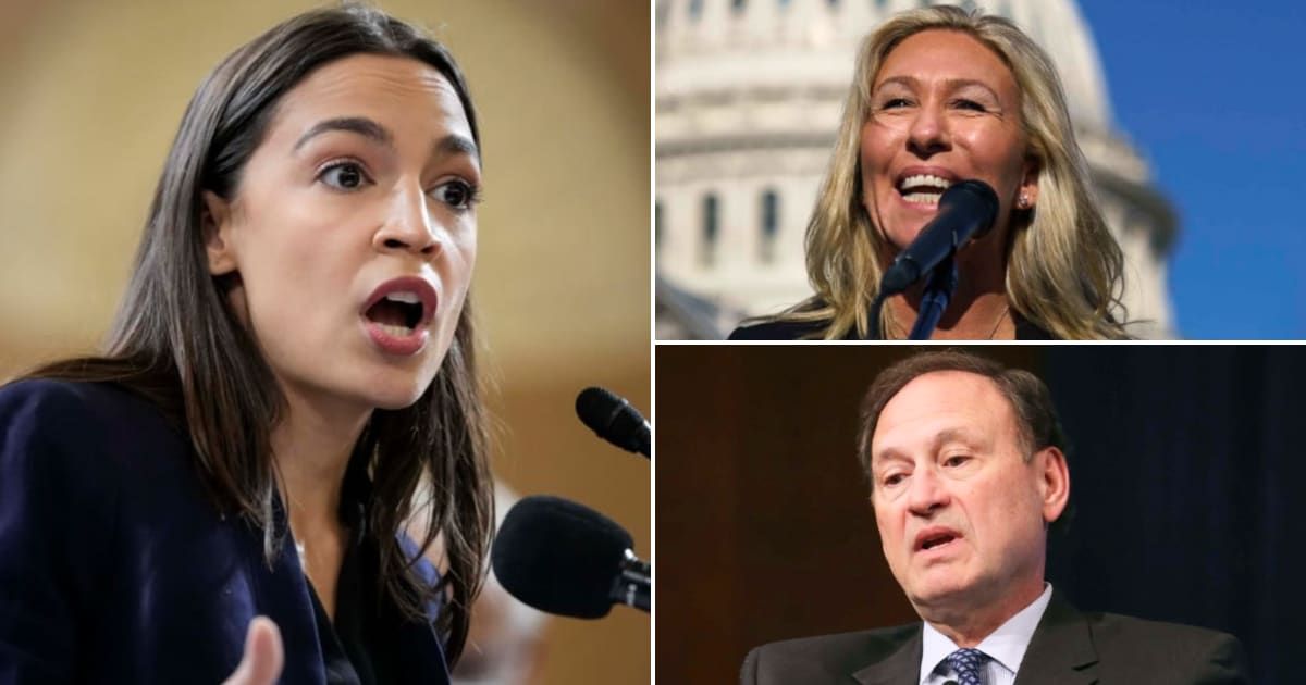 Alexandria Ocasio-Cortez came in for a lot of bashing online after taking a dig at Supreme Court Justice Samuel Alito while criticizing Marjorie Taylor Greene's post (Getty Images)