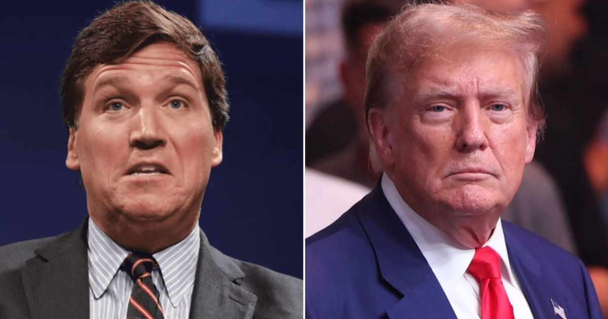 Tucker Carlson (left) claimed that Donald Trump's verdicts prove ‘they’d execute us’ (Getty Images)