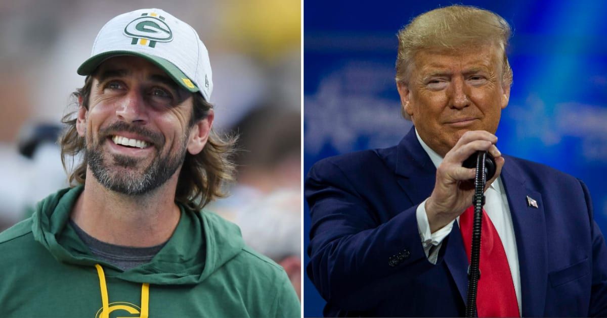 New York Jets quarterback Aaron Rodgers remained in his seat and ignored former President Donald Trump as he walked by him at the UFC 302 event in New Jersey (Getty Images)
