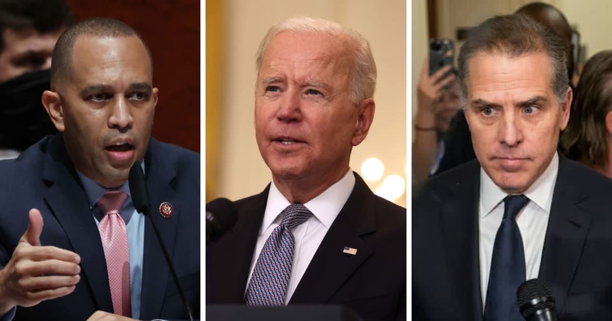 Hakeem Jeffries defended President Joe Biden over his comments about Hunter Biden's gun and tax charges (Getty Images, Kent Nishimura/Getty Images)