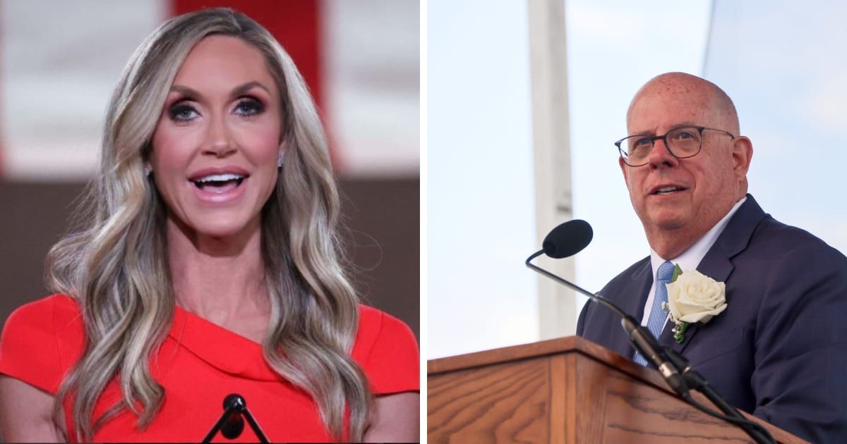 Lara Trump said she does not support GOP candidate Larry Hogan's call for respecting the verdict and the legal process (Getty Images/@GovLarryHogan/X)