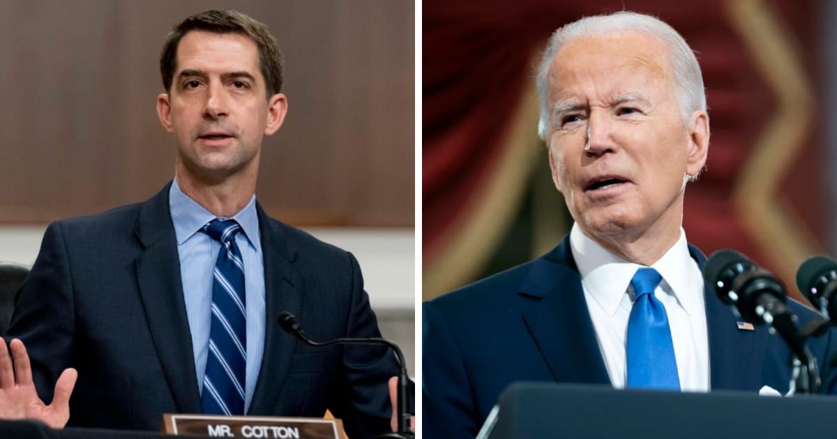 During his NBC appearance, Tom Cotton cited various examples of Joe Biden allegedly weaponizing the Justice Department against some people (Getty Images)
