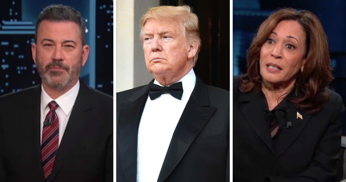 Vice President Kamala Harris told comedian Jimmy Kimmel that he should be concerned about former President Trump retaliating against him in a second term (JimmyKimmelLive/Youtube; Getty Images)