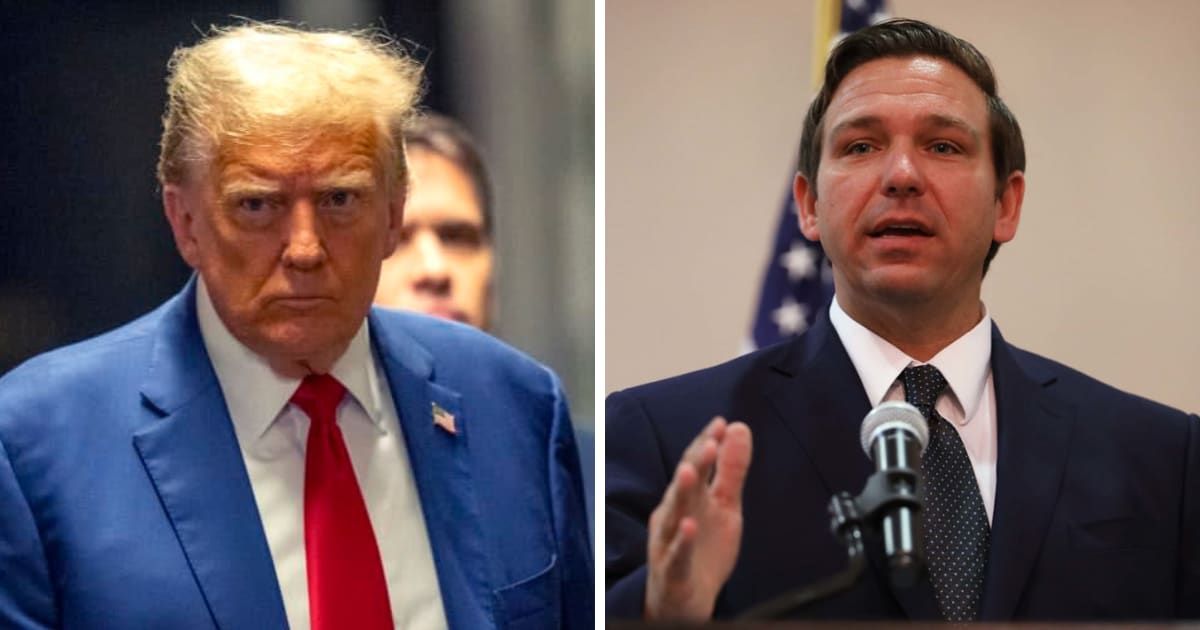 An alleged Truth Social post screenshot resurfaced where Donald Trump wished Pride Month to Ron DeSantis using a homophobic nickname (Steven Hirsch-Pool/Getty Images, Getty Images)