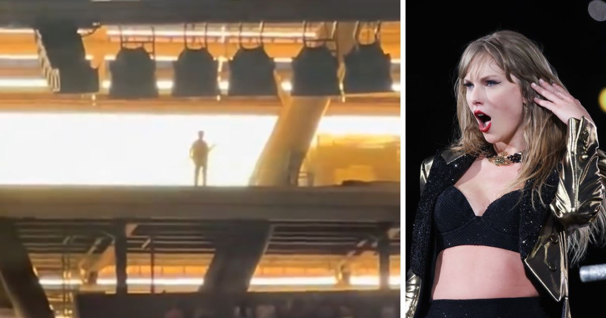 A mysterious figure was spotted at Taylor Swift's Madrid concert (Tiktok/@/thekillerqueen_ and Michael Campanella/TAS24/Getty Images for TAS Rights Management )