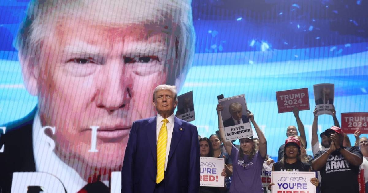 Donald Trump delivered remarks and took questions from the audience during the 'chase the vote' town hall (Photo by Justin Sullivan/Getty Images)