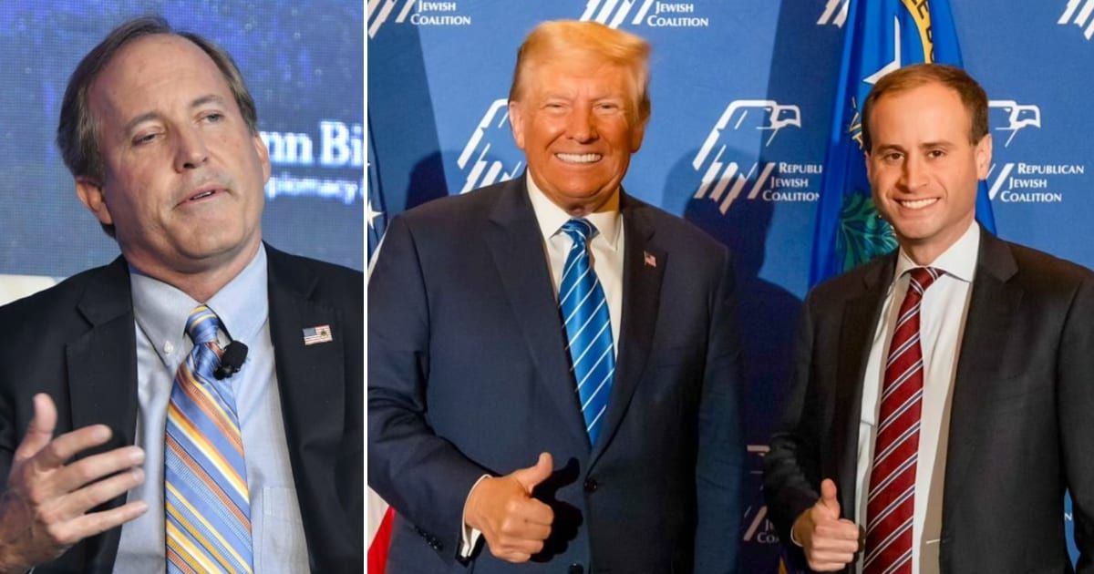 Texas AG Ken Paxton is backing Will Scharf, one of former President Donald Trump's attorneys, in the GOP primary race to serve as Missouri's chief legal officer (Getty Images, Instagram/@willscharf)