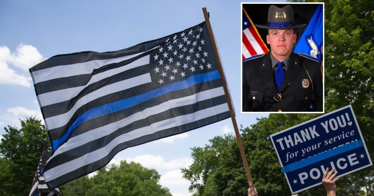 The Wethersfield Town Council voted down the request to raise the Thin Blue Line flag as a tribute to Connecticut State Trooper First Class Aaron Pelletier, 34, who tragically lost his life in the line of duty (Connecticut State Police, Getty Images)