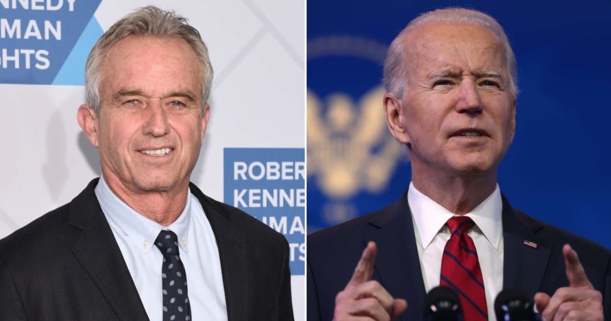  RFK Jr (left) criticized Joe Biden for mentioning the Ukraine war in D-Day remarks (Getty Images)