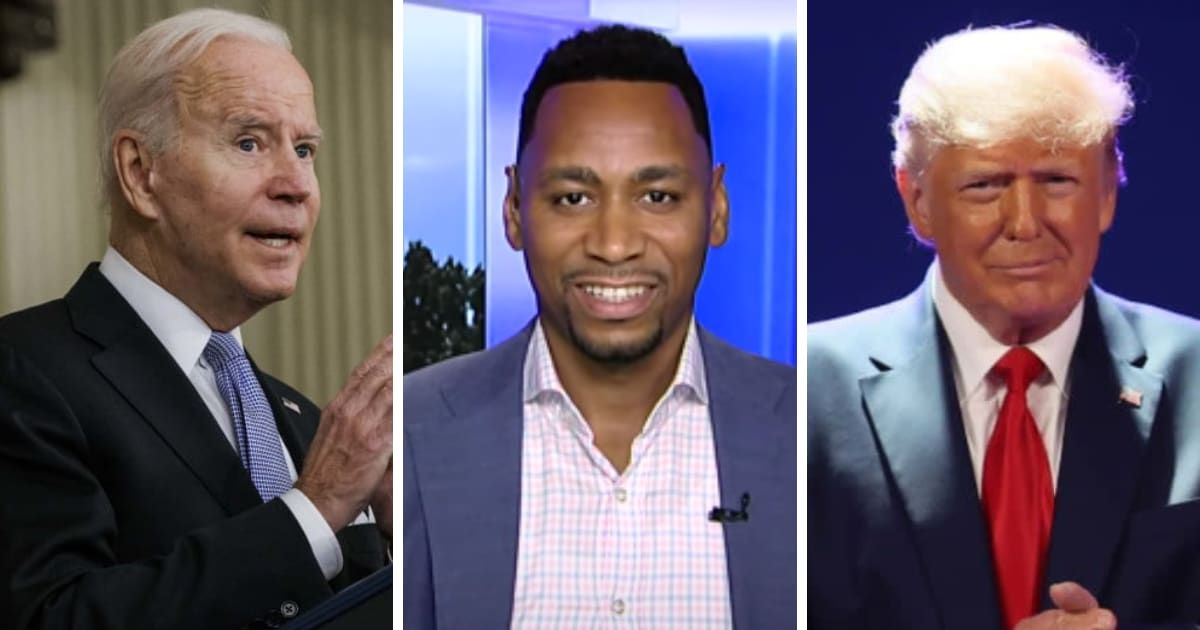 Fox News contributor Gianno Caldwell on Friday questioned President Joe Biden's comeback to Donald Trump’s criticism of his executive order restricting asylum at the border (Getty Images; Fox News)