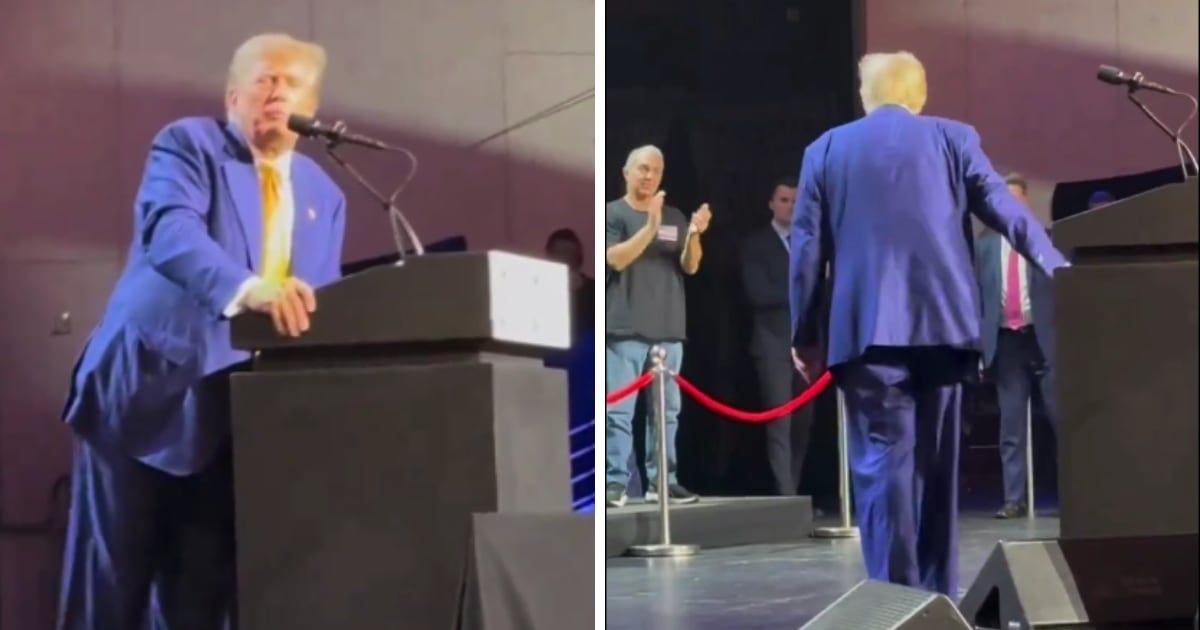 Donald Trump's attire has once again sparked discussion, this time for its questionable fit (@RonFilipkowski/X)