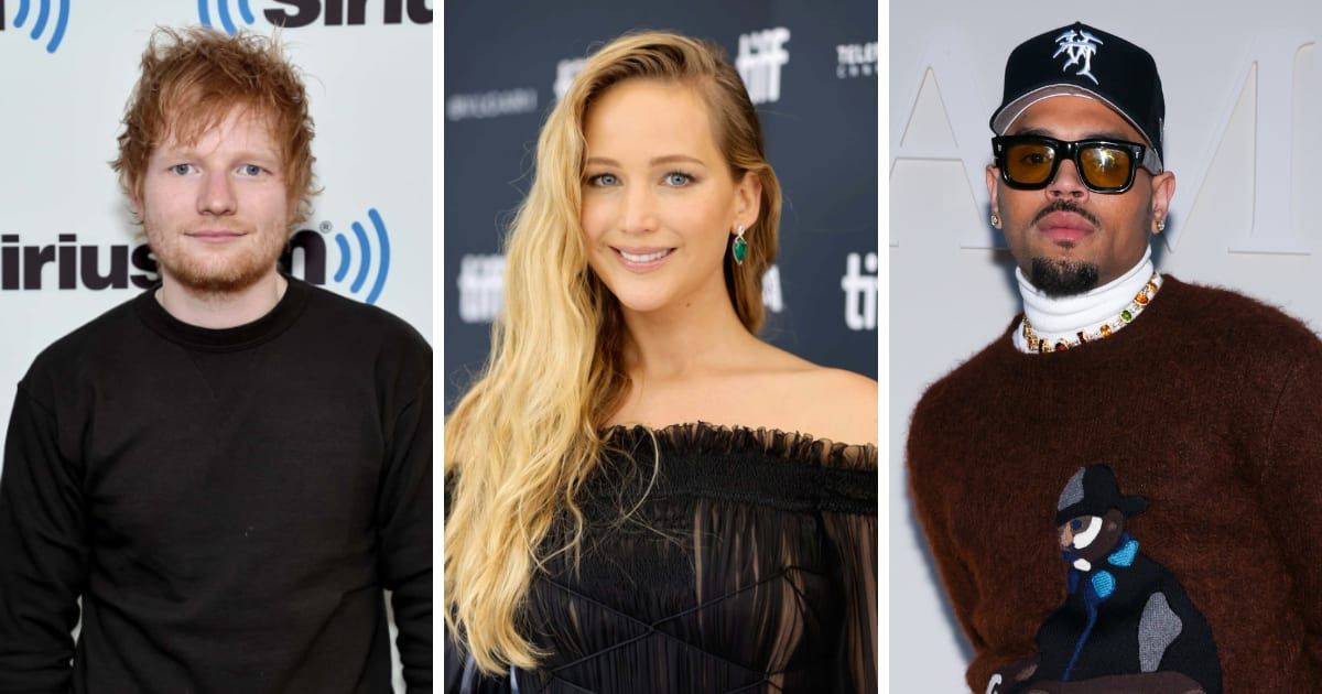Ed Sheeran, Jennifer Lawrence, and Chris Brown all shared stories of accidentally soiling their pants (Getty Images, Pierre Suu/Getty Images)