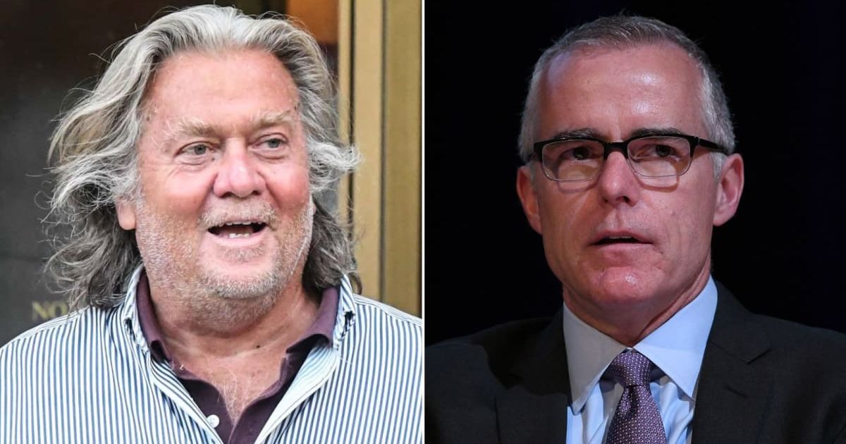 Steve Bannon threatened to chase former FBI Dir McCabe across globe if Trump wins election (Getty Images, Michael Kovac/Getty Images)