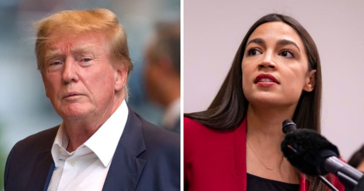 Rep Alexandria Ocasio-Cortez claimed Donald Trump may seek to throw her in jail if he manages to win the 2024 presidential election (Getty Images)