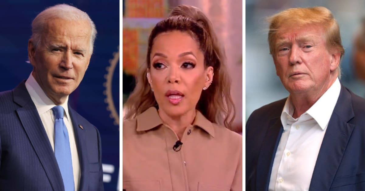 Sunny Hostin stated that independent voters were turning to Joe Biden after the criminal conviction of Donald Trump (Getty Images, Screengrab/The View/X)
