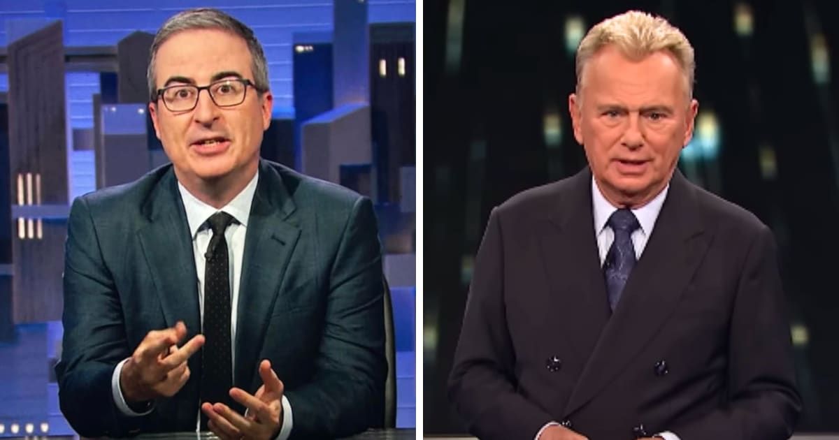 John Oliver highlighted Pat Sajak's hosting acumen on his show 'Last Week Tonight' (@LastWeekTonight, @wheeloffortune/Youtube)