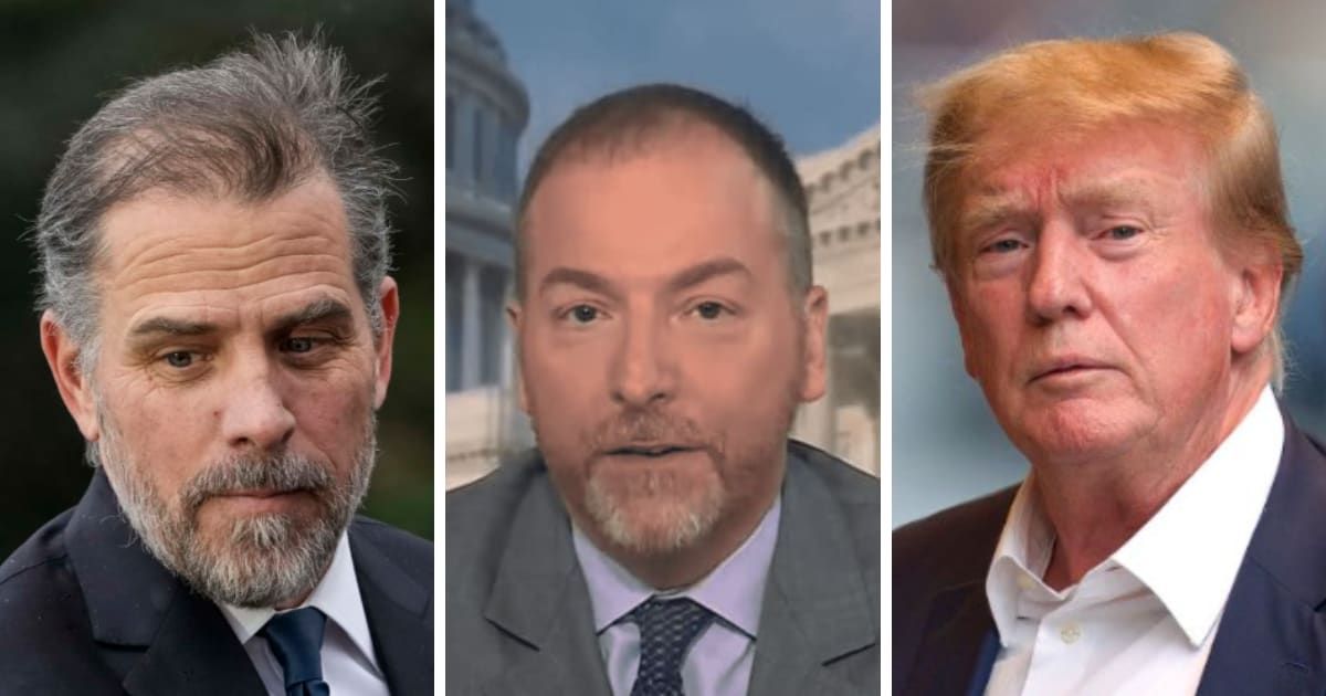 Chuck Todd claimed that Donald Trump has suffered a major political blow with the conviction of Hunter Biden in the gun trial (Getty Images, Screengrab/MSNBC)