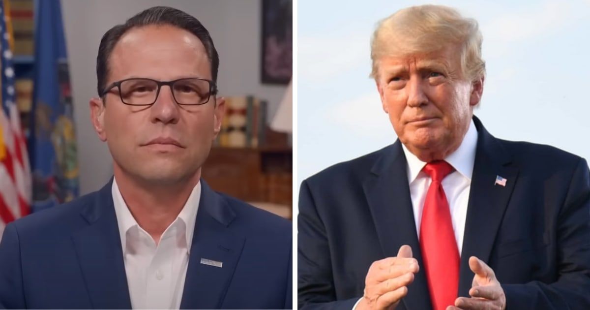 Josh Shapiro countered Donald Trump's narrative, asserting that the US remains the 'greatest' country in the world (MSNBC/YouTube, Getty Images)