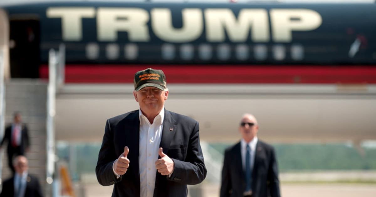 Donald Trump claimed his aging 757 is better than Air Force On in 'every way' (Jeff Swensen/Getty Images)