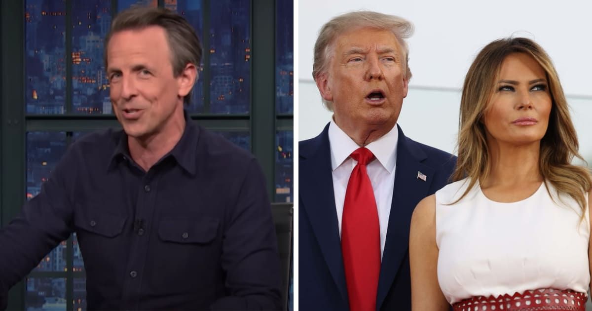 Seth Meyers poked fun at Donald Trump and Melania Trump during an episode of 'Late Night' (LateNightSeth/YouTube, Getty Images)