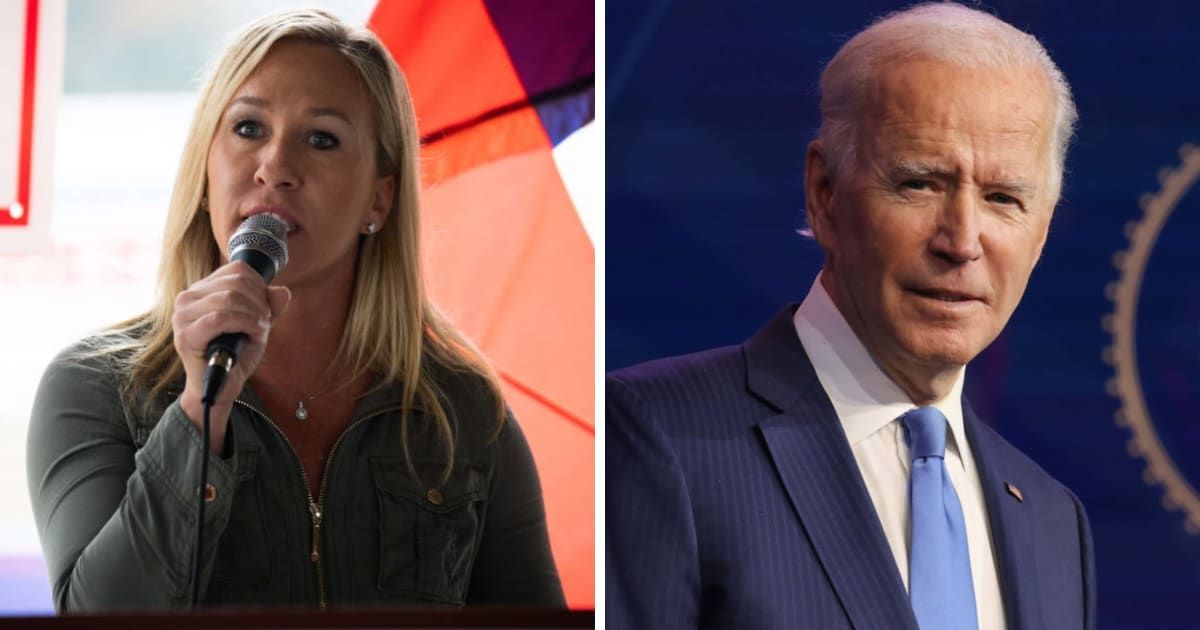 Marjorie Taylor Greene claimed that President Joe Biden threatened American citizens with F-15 fighter jets based on a video clip (Getty Images)