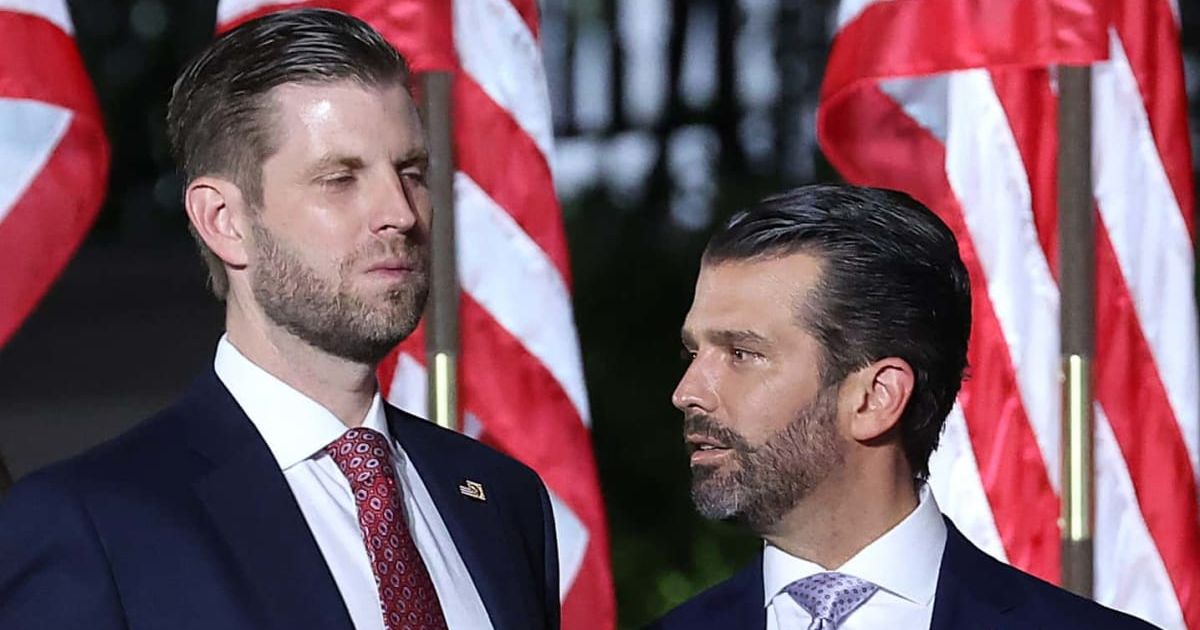 Donald Trump Jr made fun of Eric Trump in a now-deleted video where he suggested his brother might be gay for wearing white-colored pants (Getty Images)
