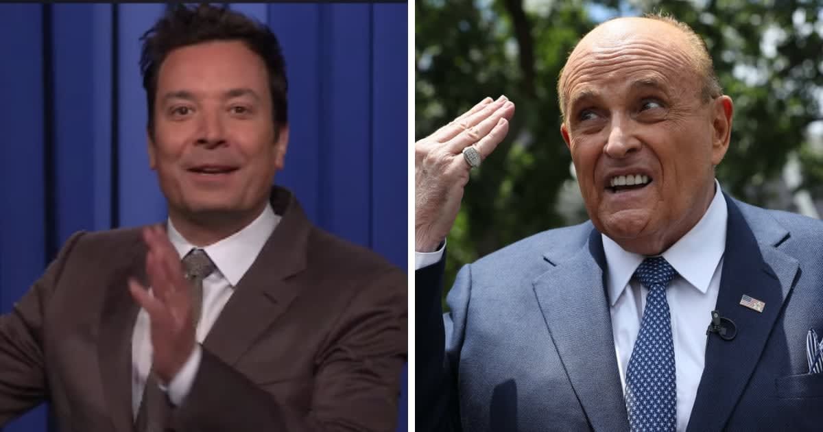 Jimmy Fallon recalled one of Rudy Giuliani's most embarrassing moments from November 2020 (@fallontonight/YouTube, Getty Images)