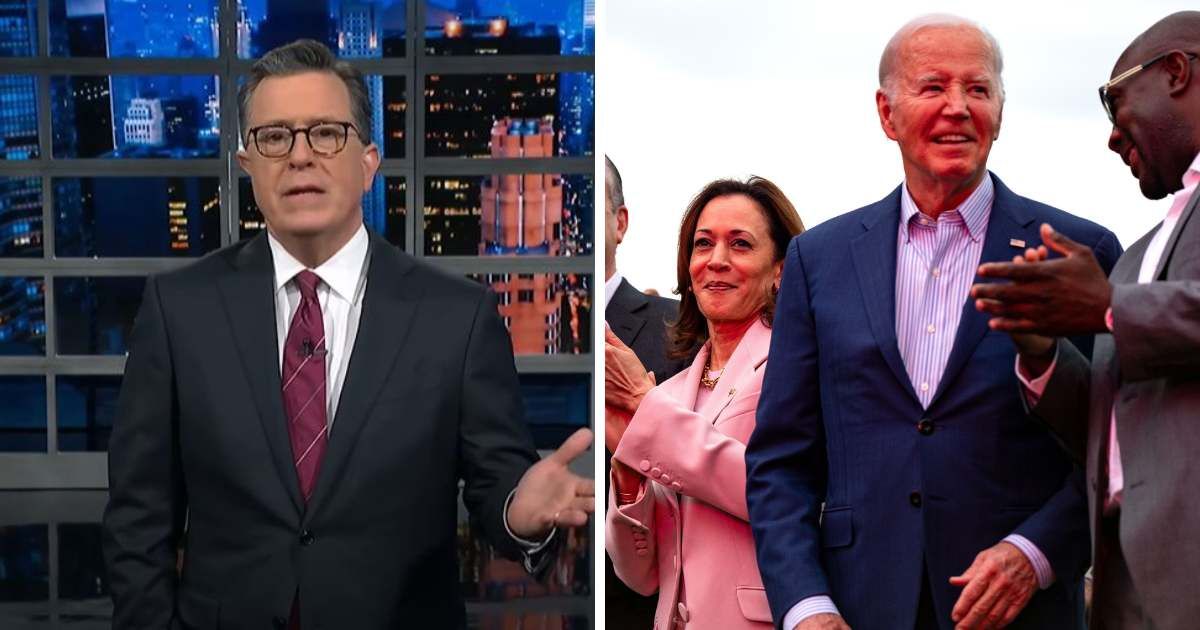 Stephen Colbert's imitation of Joe Biden's signature dance move turned out to be quite static (The Late Show with Stephen Colbert/Youtube, Getty Images)