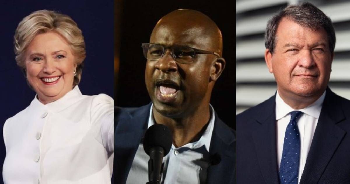 Hillary Clinton urged voters to pick George Latimer (R) over Jamaal Bowman (M) in the New York Democratic primary (Getty Images, @LatimerforNY/X)