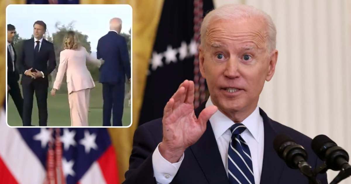 Joe Biden began to stray from the group of world leaders and Italian Prime Minister Giorgia Meloni had to intervene to get him to return to the group (Getty Images, @RNCResearch/X)