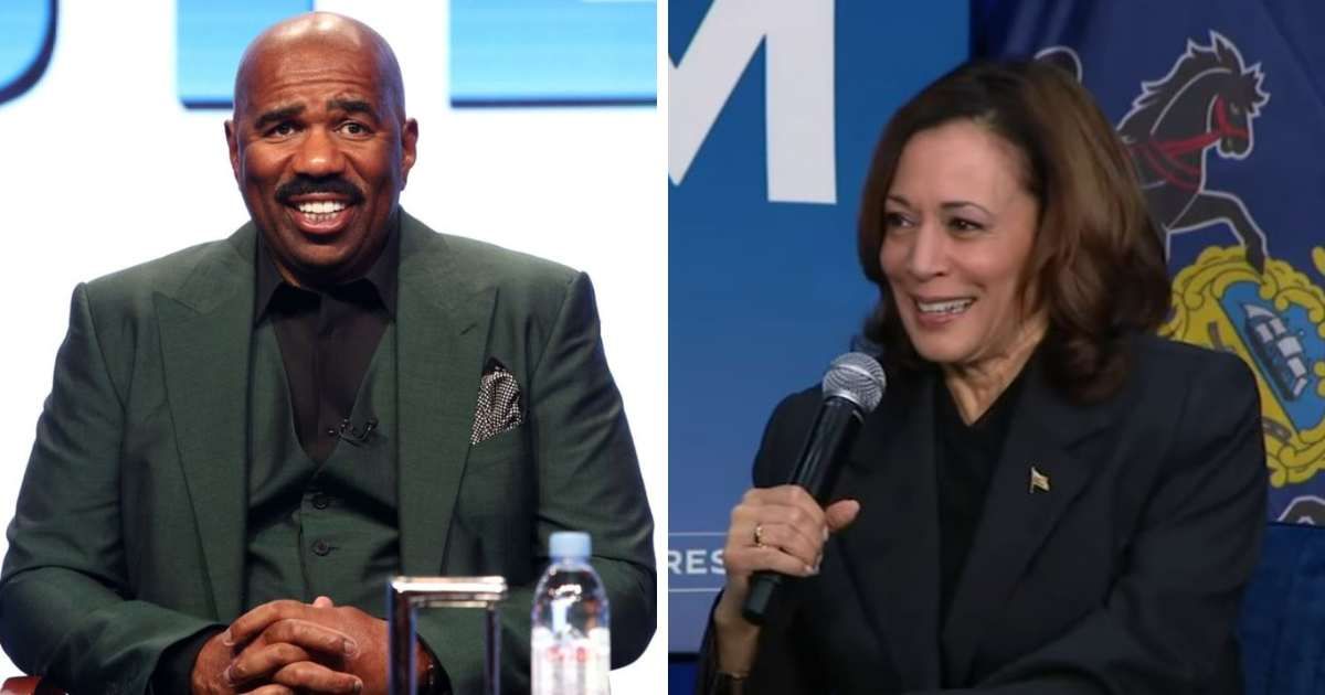 Vice President Kamala Harris joined television host Steve Harvey for a conversation at the 100 Black Men of America national conference in Atlanta (Getty Image, MSNBC)