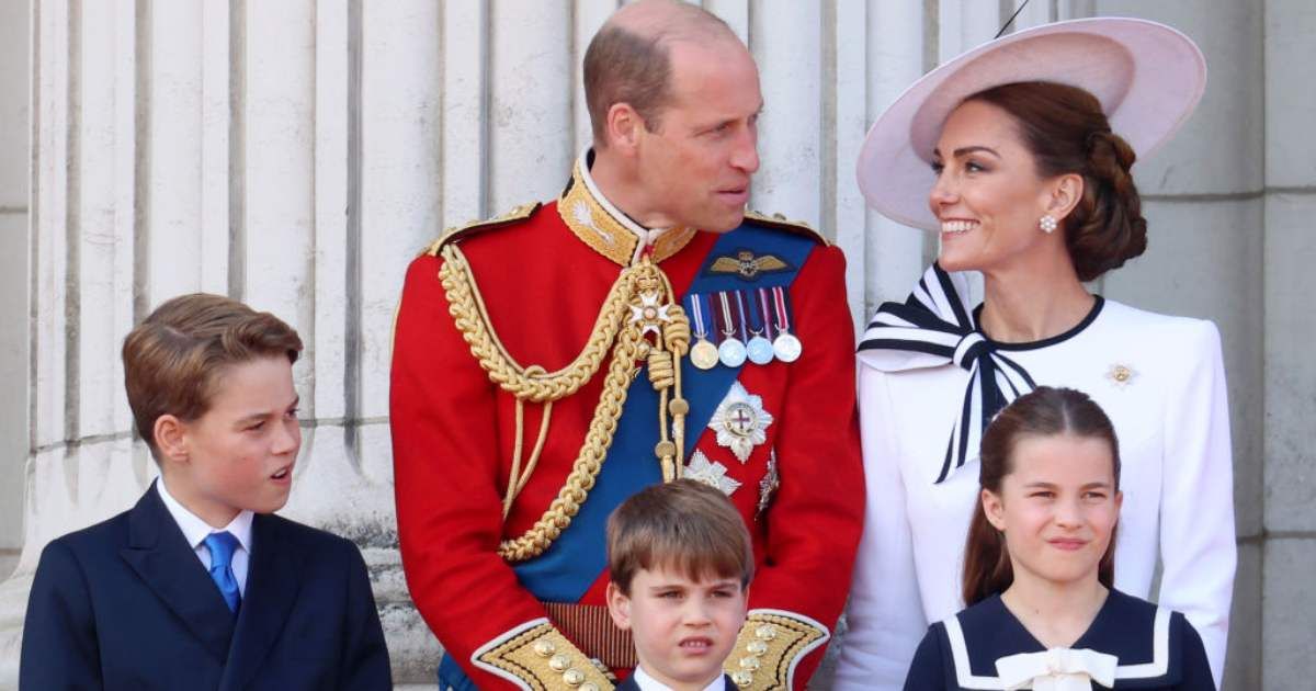 Prince George, Prince Louis, Prince William, Kate Middleton, and Princess Charlotte during Trooping the Colour (Chris Jackson/Getty Images)