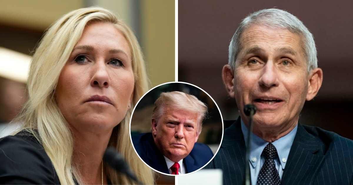 Rep Marjorie Taylor Greene blasted Dr Anthony Fauci over his response during Covid-19 without mentioning Donald Trump who was president when the pandemic broke out (Drew Angerer/Getty Images, Getty Images)