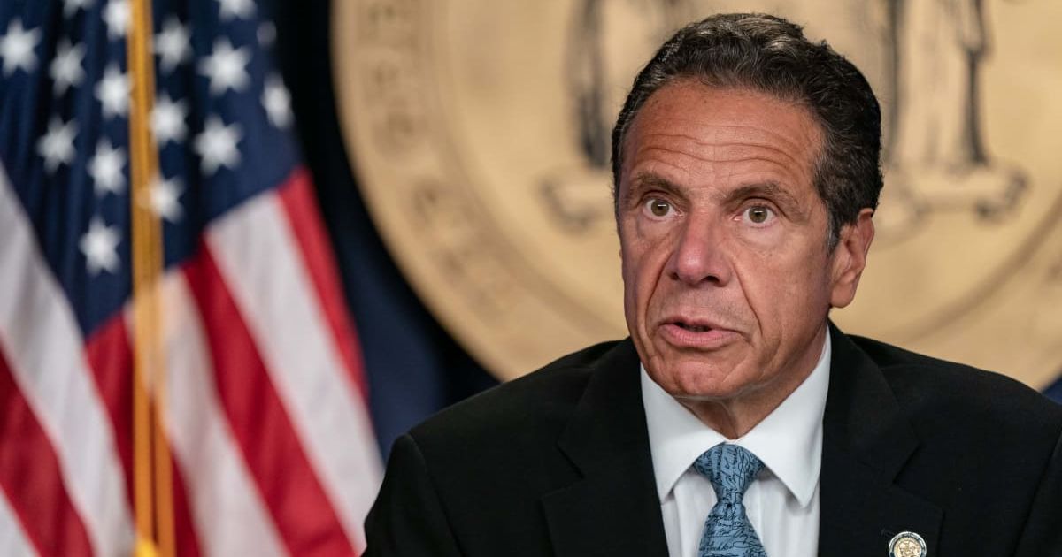 Ex-New York Gov Andrew Cuomo speaks during the daily media briefing at the office (Getty Images)