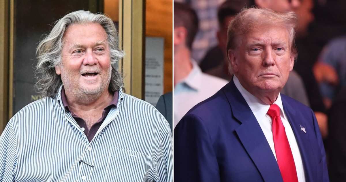 Steve Bannon (Left) promised that Donald Trump’s opponents will be prosecuted in a second term (Getty Images)