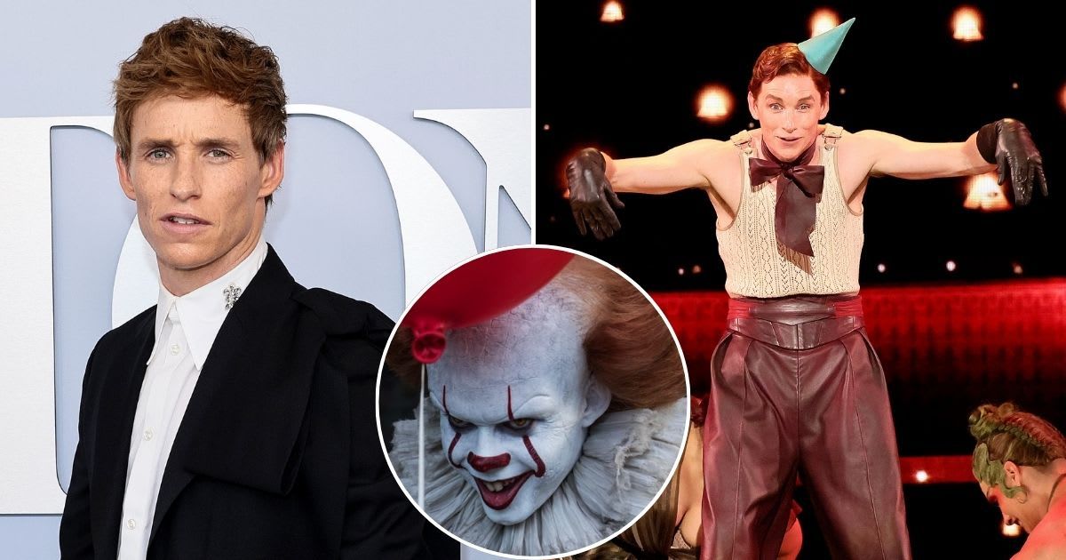 Eddie Redmayne has been compared to 'Pennywise the clown' after his Tony 2024 Cabaret performance (Dimitrios Kambouris, Theo Wargo/Getty Images for Tony Awards Productions, Inset: Warner Bros Pictures)