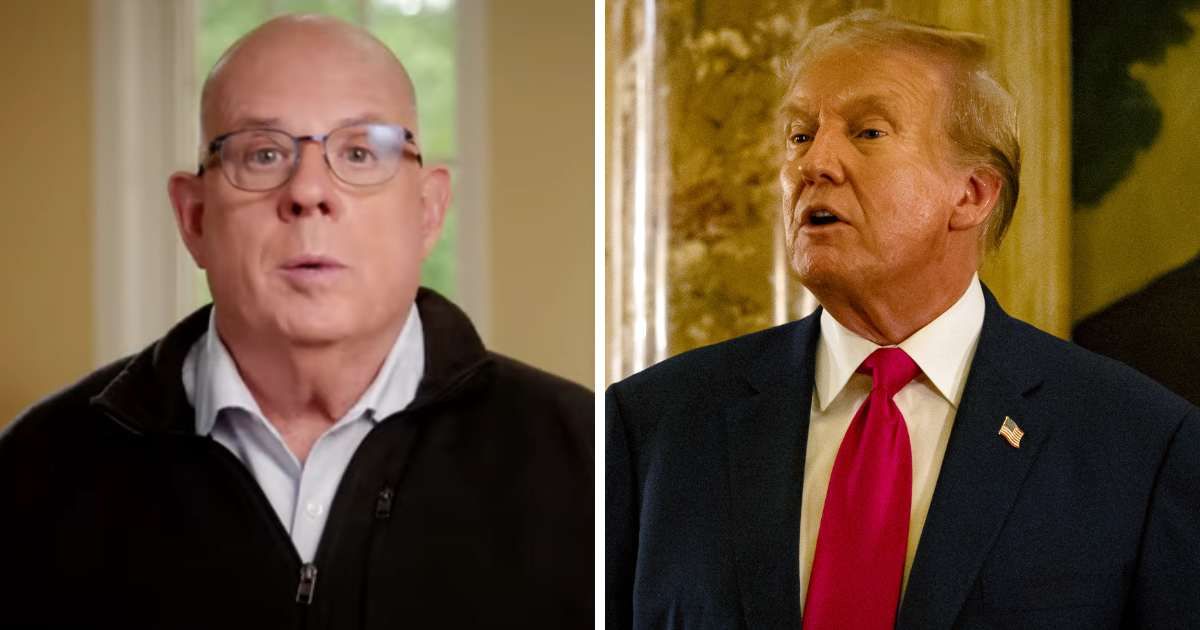 Larry Hogan did not mention Donald Trump in his new ad (YouTube/ Governor Larry Hogan, Getty Images)
