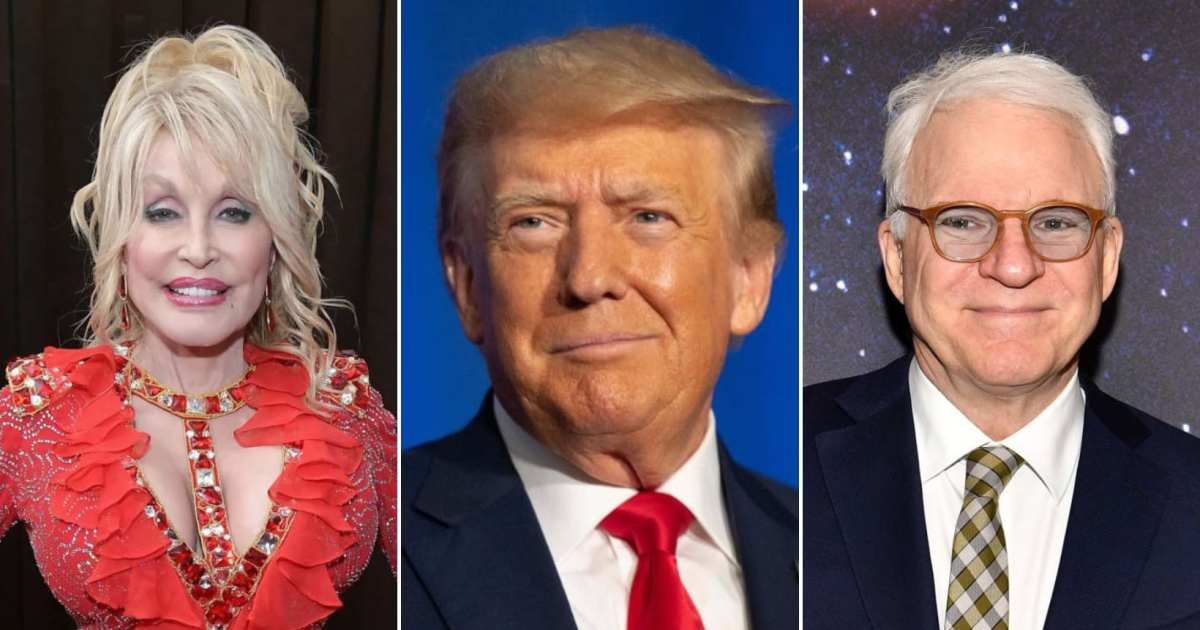 Dolly Parton (L) and Steve Martin (R) share the same age as Donald Trump (Getty Images) 