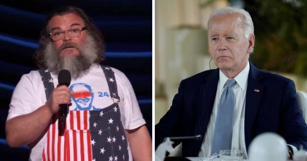 Jack Black’s endorsement of Joe Biden has received a lot of backlash online (X/ @BidenHQ and Christopher Furlong/Getty Images)