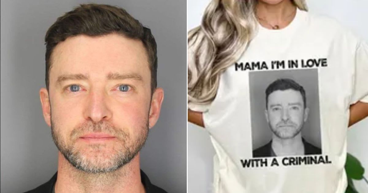 Justin Timberlake mug shot merchandise surfaced online on Etsy (Sag Harbor PD)(ETSY)