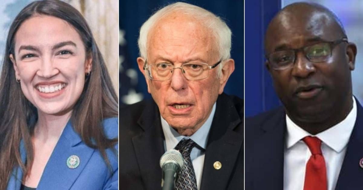 A far-left group at Jamaal Bowman's rally slammed AOC and Bernie Sanders for allegedly not being sufficiently pro-Palestinian (Getty Images)