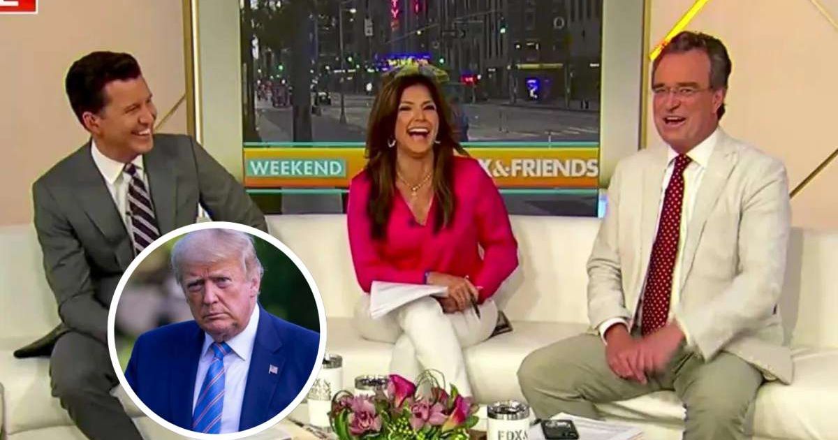 Fox News hosts on 'Fox & Friends' burst into laughter over Donald Trump's suggestion of creating a UFC-style competition among migrants (Foxnews/Getty Images)
