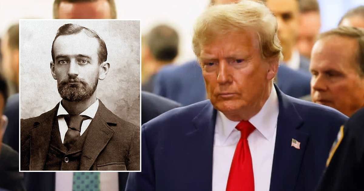 Former President Trump's grandfather, Friedrich Trump (inset), immigrated to the US from Kallstadt, Bavaria (Getty Images, @RpsAgainstTrump/X)