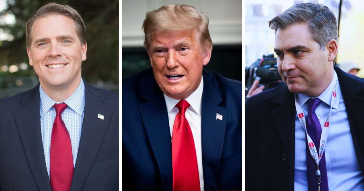 Jim Acosta got into a heated conversation with Scott Jennings over Donald Trump's migrant 'fight clubs' (Facebook/Scott Jennings, Getty Images)
