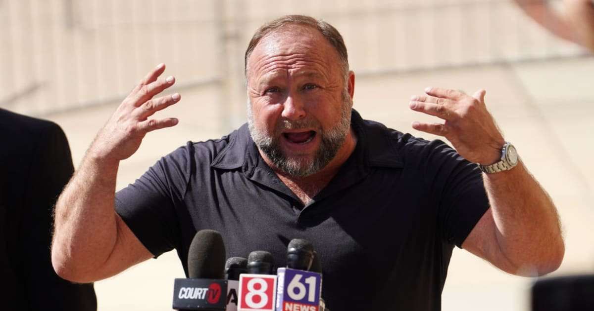 Alex Jones's Infowars will be shut down and liquidated to help pay the $1.5 billion owed to Sandy Hook families (Joe Buglewicz/Getty Images)