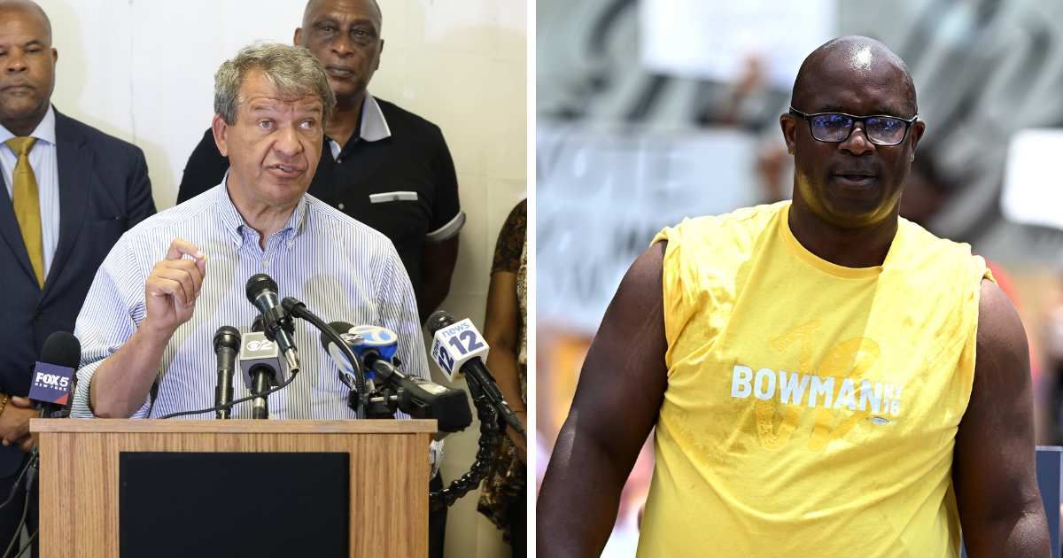 Westchester County Executive George Latimer blasted Rep Jamaal Bowman of New York on Monday, June 24, after his fiery rally on the weekend (Michael M Santiago/Getty Images and Steven Ferdman/GC Images)